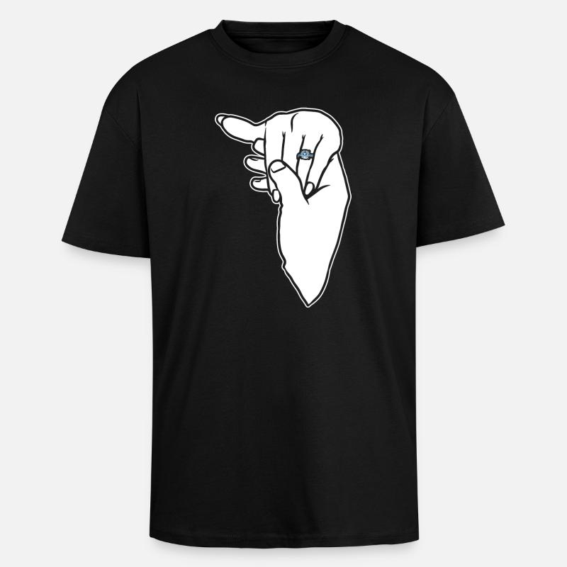 Engagement Wedding Ring Hand - Unisex Oversized Heavyweight T-shirt - black