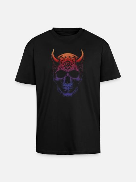 Skull with horns - Unisex Oversized Heavyweight T-shirt - black