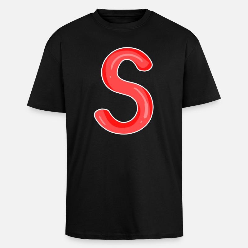 Buchstabe S Anfangsbuchstabe - Oversized Heavyweight Unisex T-Shirt - Schwarz