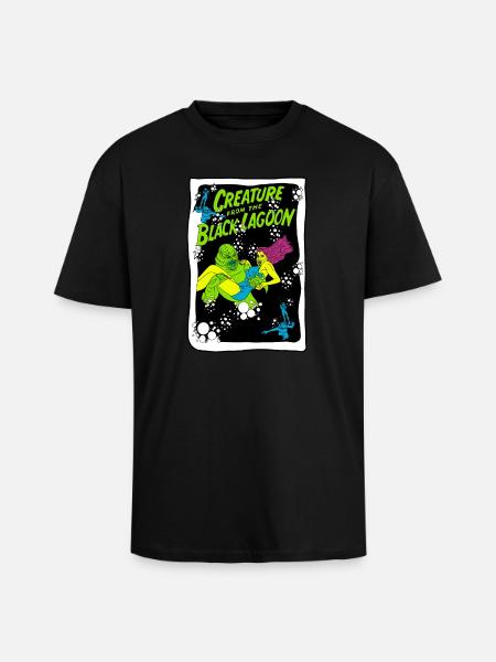 Creature from the Black Lagoon Illustration - Unisex Oversized Heavyweight T-shirt - black