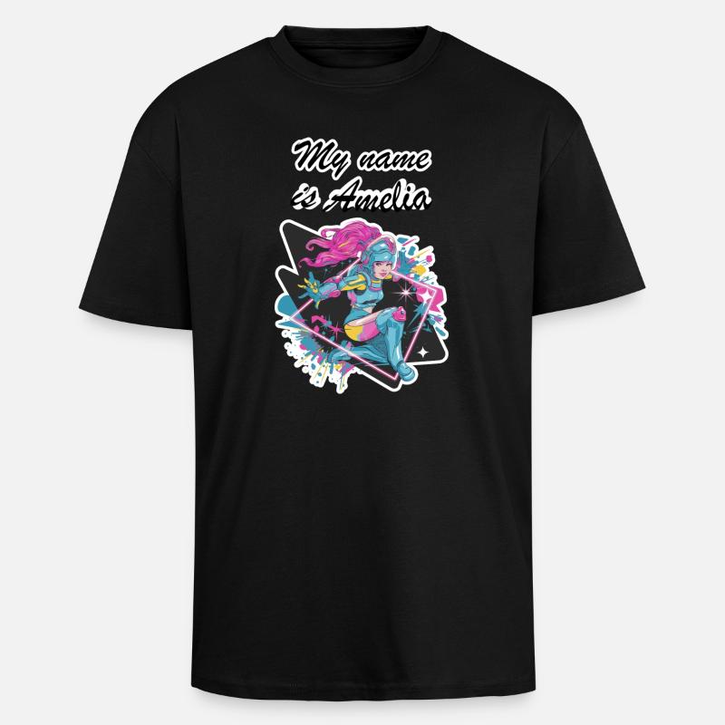 My name is Amelia 2026 - Unisex Oversized Heavyweight T-shirt - black