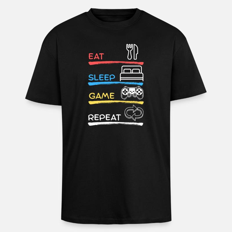 Eat Sleep Game Repeat - Oversized Heavyweight Unisex T-Shirt - Schwarz