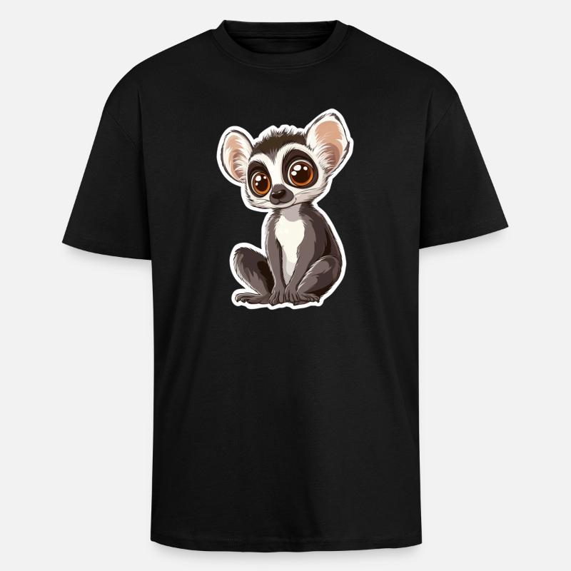 Lemur - Oversized Heavyweight Unisex T-Shirt - Schwarz