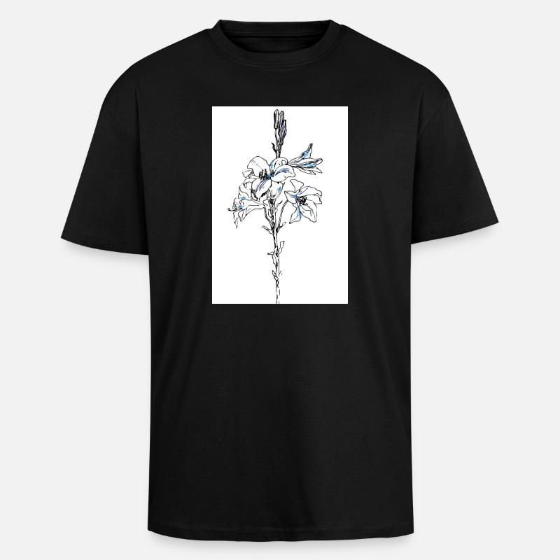 Blå liljer - Unisex oversized heavyweight t-shirt - sort