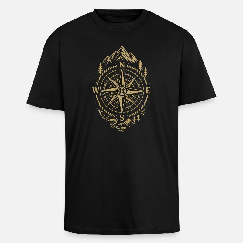 Kompass Retro Kompass Hipster Geschenk - Oversized Heavyweight Unisex T-Shirt - Schwarz