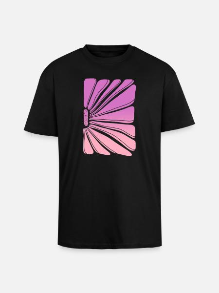 Flower in pink purple gradient - Oversized Heavyweight Unisex T-Shirt - Schwarz