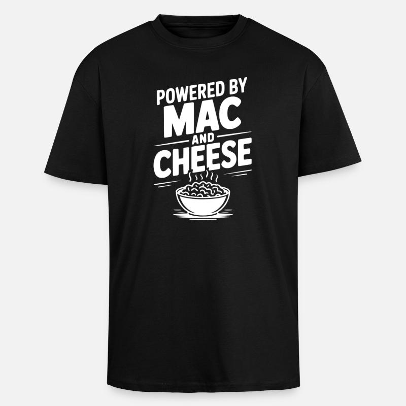Powered by Mac and Cheese - Unisex Oversized Heavyweight T-shirt - black