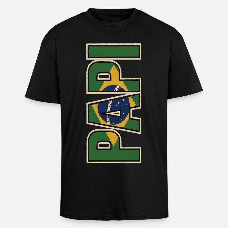 PAPI Brasil – Retro Style mit Flaggen - Oversized Heavyweight Unisex T-Shirt - Schwarz