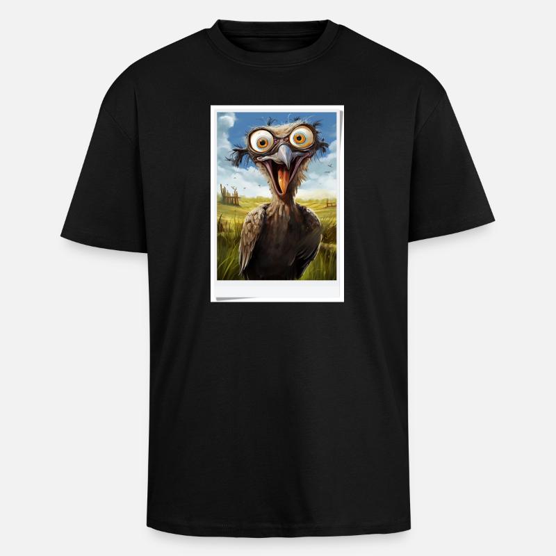 Vogel im Feld Vierrätsel - Oversized Heavyweight Unisex T-Shirt - Schwarz