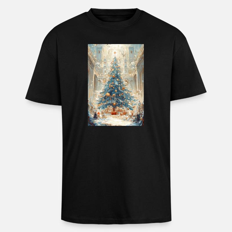 Aurora Blue Weihnachtskathedrale - Oversized Heavyweight Unisex T-Shirt - Schwarz