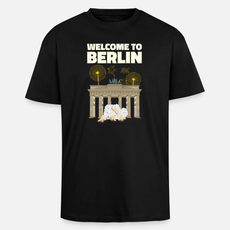 Welcome To Berlin Silvester - Oversized Heavyweight Unisex T-Shirt - Schwarz