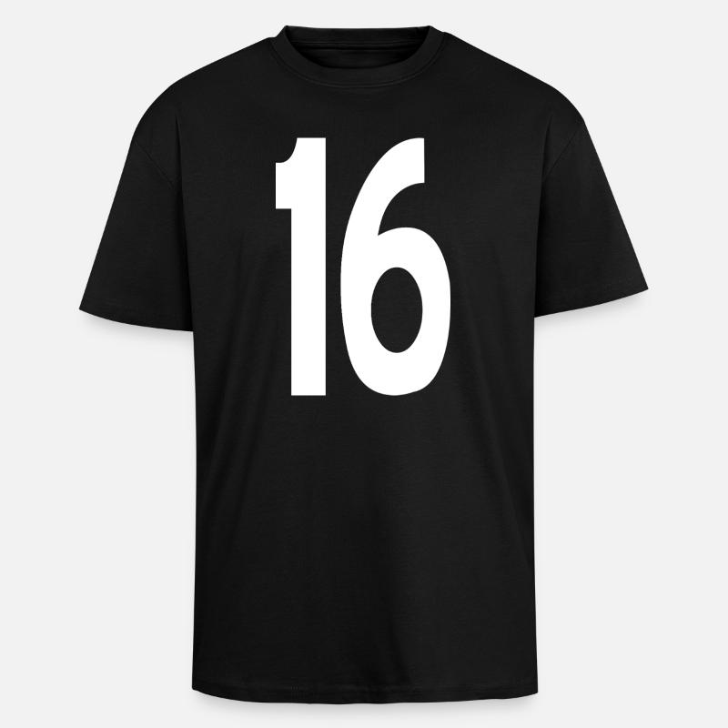 16 Sechzehn - Oversized Heavyweight Unisex T-Shirt - Schwarz