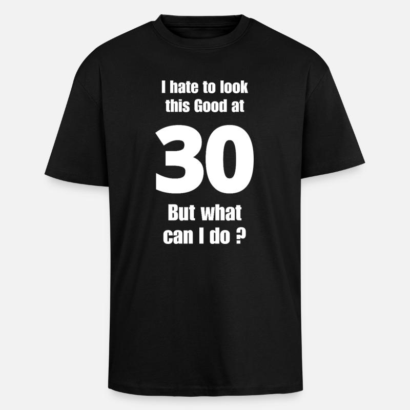 30e anniversaire - T-shirt unisexe oversize épais - noir