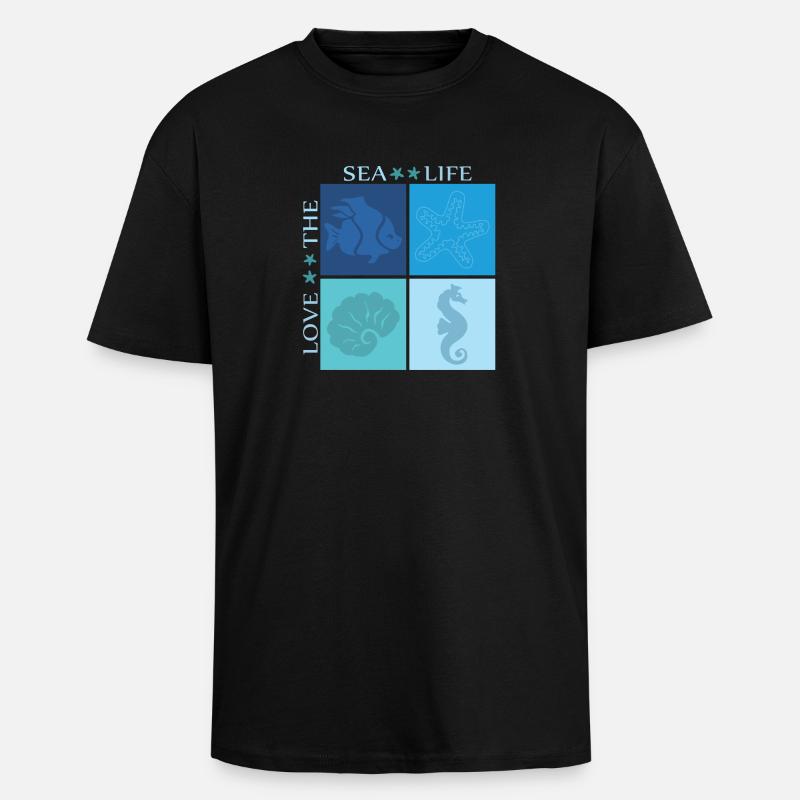 Leben im Meer - Oversized Heavyweight Unisex T-Shirt - Schwarz