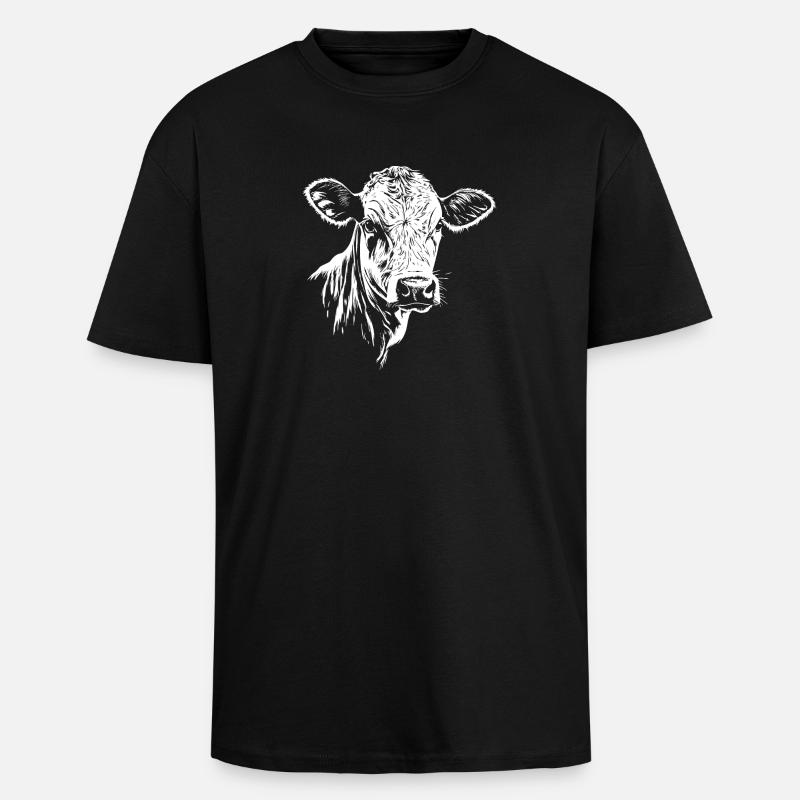Kuh Graphic - Oversized Heavyweight Unisex T-Shirt - Schwarz