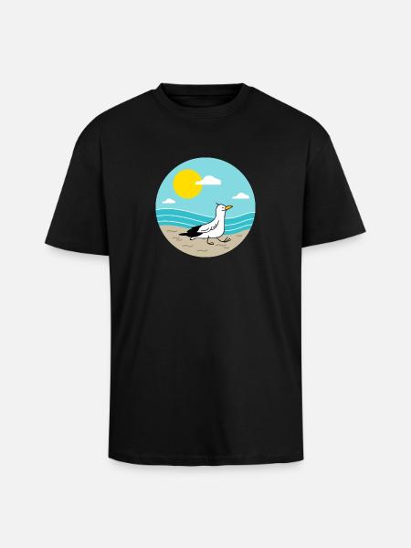 Möwe am Meer - Oversized Heavyweight Unisex T-Shirt - Schwarz