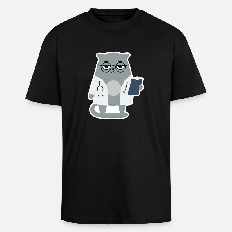 Cat Grumpy Arzt - Katze - Oversized Heavyweight Unisex T-Shirt - Schwarz