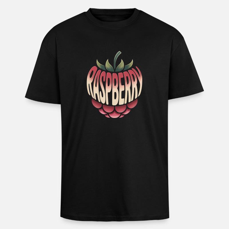 Raspberry - Cool Fruit Logo - Unisex Oversized Heavyweight T-shirt - black