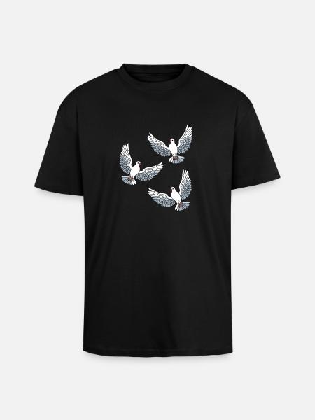 Pigeons Oiseaux - T-shirt unisexe oversize épais - noir