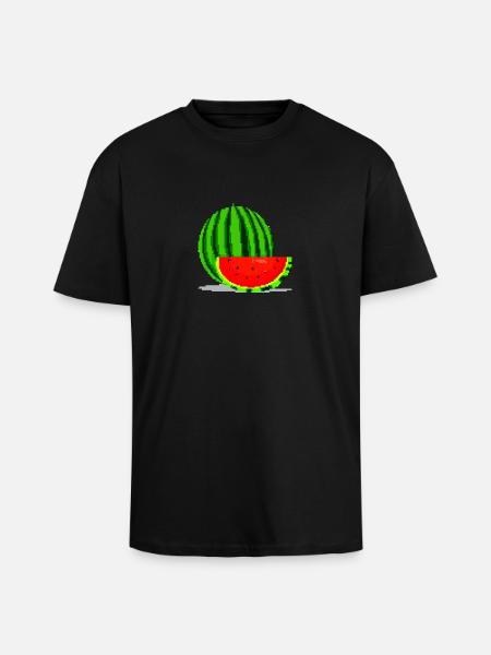 Melone Pixel Art - T-shirt unisex oversize pesante - nero