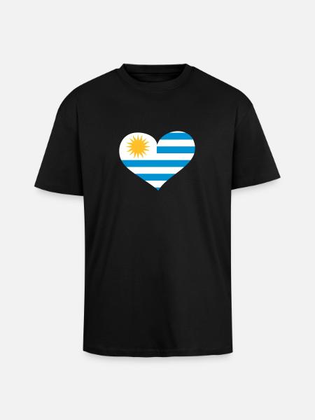 Uruguay Herz; Heart Uruguay - Unisex Oversized Heavyweight T-shirt - black