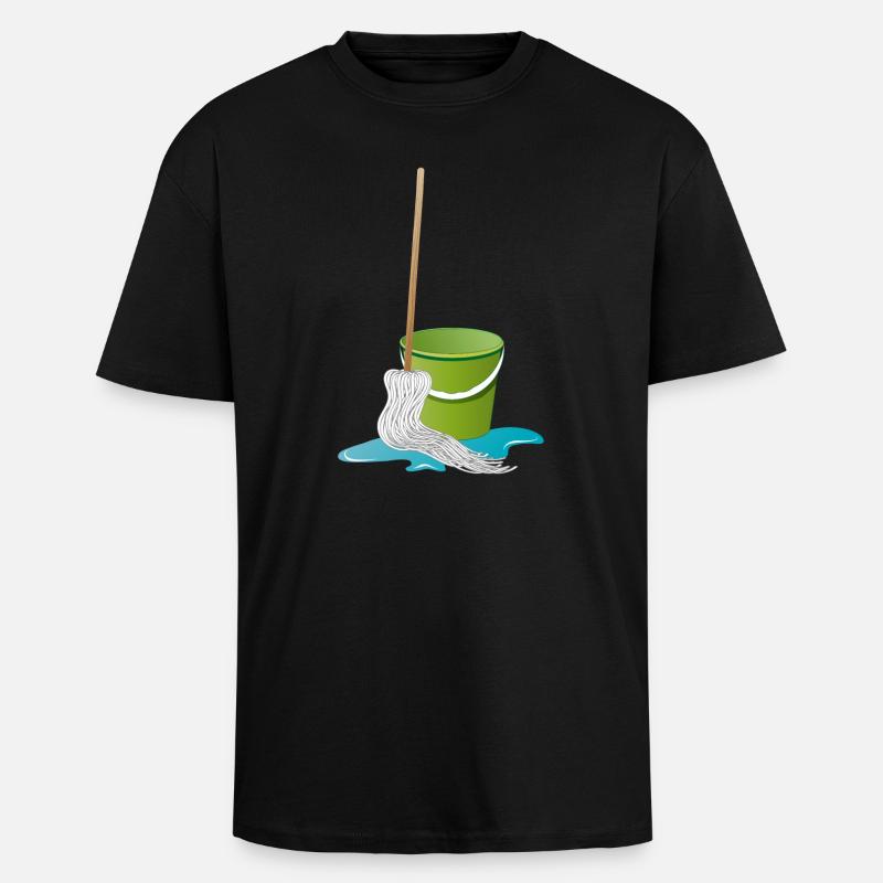 Wischmopp mit Putzeimer Zeit zu Putzen - Oversized Heavyweight Unisex T-Shirt - Schwarz