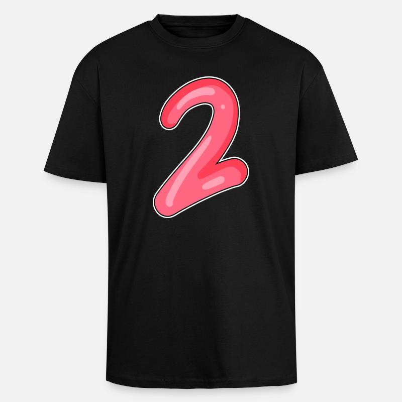2 - Number - Number Two - Unisex Oversized Heavyweight T-shirt - black