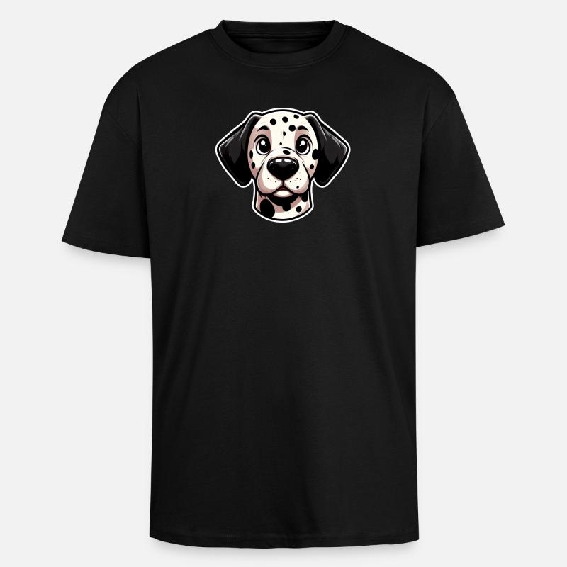 Comic Dalmatian Head Dog - Unisex Oversized Heavyweight T-shirt - black