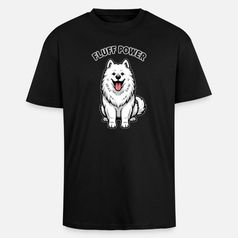 Samoyède Fluff Puissance Mignon Moelleux - T-shirt unisexe oversize épais - noir