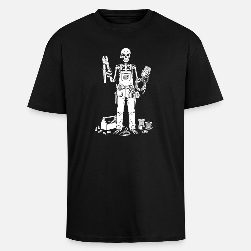 Skelett-Elektriker mit Toolkit - Oversized Heavyweight Unisex T-Shirt - Schwarz