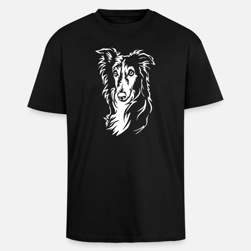 Silken Windhound Head « Édition Noire » - T-shirt unisexe oversize épais - noir