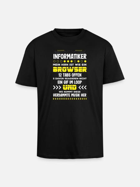 Informatiker Hirn Browser - Oversized Heavyweight Unisex T-Shirt - Schwarz