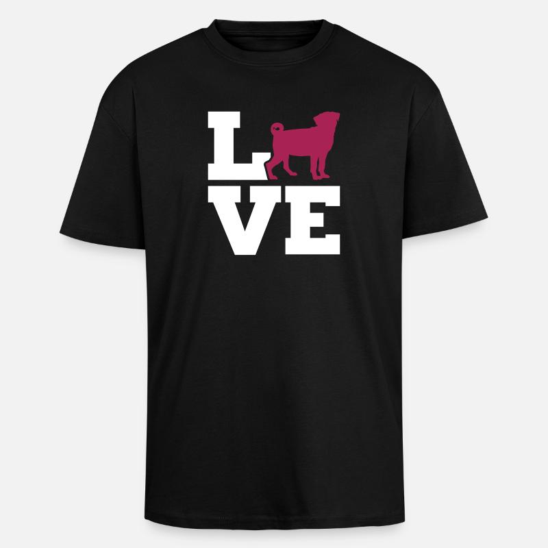 Mops - Oversized Heavyweight Unisex T-Shirt - Schwarz