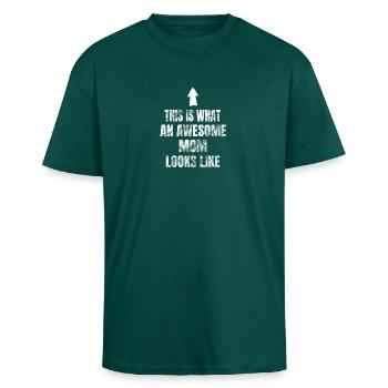 Mother's Day - Unisex Oversized Heavyweight T-shirt - hunter green - Front - Alina (178cm) & Michal (187cm)