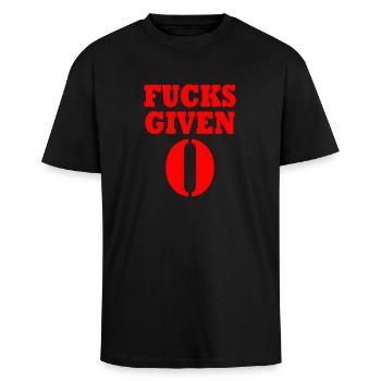 Zero fucks given - Unisex Oversized Heavyweight T-shirt - black - Front - Alina (178cm) & Michal (187cm)