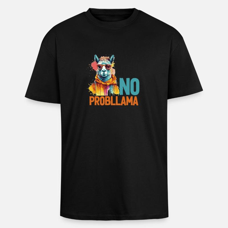 No problem Lama - Unisex Oversized Heavyweight T-shirt - black