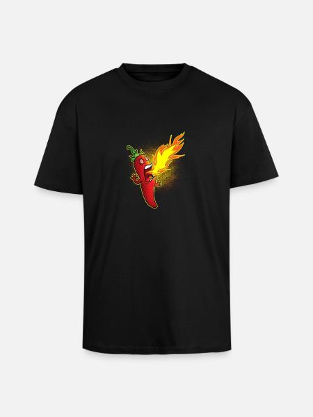 Chili spits fire - Unisex Oversized Heavyweight T-shirt - black