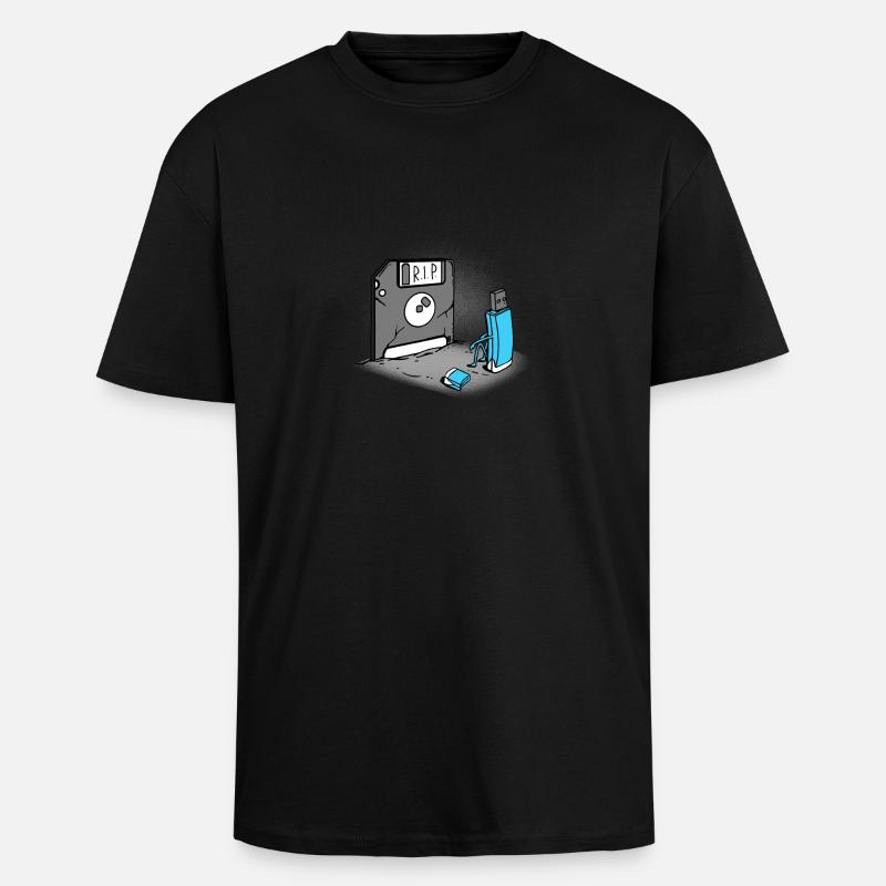 USB Retro disquette - T-shirt unisexe oversize épais - noir