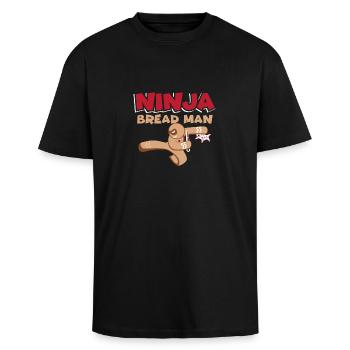 Ninja Lebkuchen Mann Ginga Ginja Geschenk - Oversized Heavyweight Unisex T-Shirt - Schwarz - Vorne - Alina (178cm) & Michal (187cm)