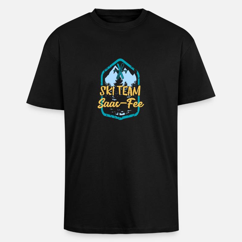 Skiteam Saas-Fee Ski Team Cadeau - T-shirt unisexe oversize épais - noir