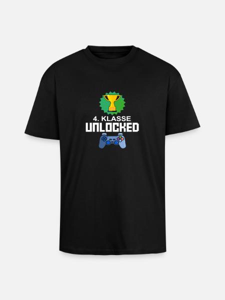 Level Unlocked 4th grade gamer gift gaming - Unisex Oversized Heavyweight T-shirt - black