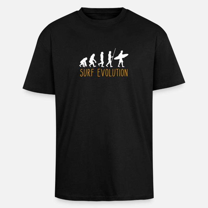 Evolution of Man Surfing - Unisex Oversized Heavyweight T-shirt - black