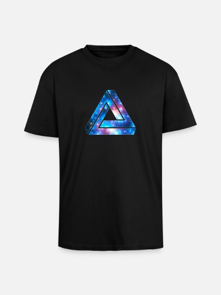 Penrose Tribar, triangle, universe, Galaxy, - Unisex Oversized Heavyweight T-shirt - black
