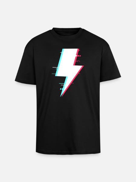 Lightning Style Retro Digital Lightning - Unisex Oversized Heavyweight T-shirt - black