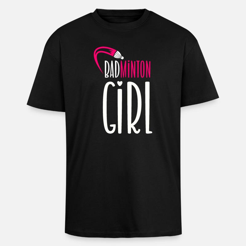 Badminton Mädchen - Oversized Heavyweight Unisex T-Shirt - Schwarz