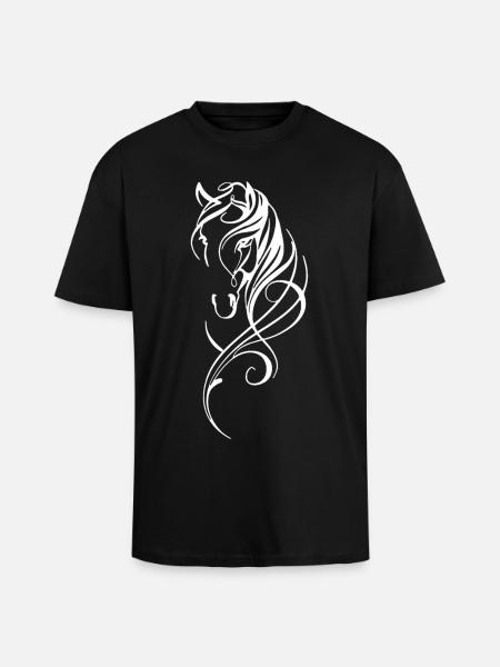 Weißes abstraktes Pferd - Oversized Heavyweight Unisex T-Shirt - Schwarz