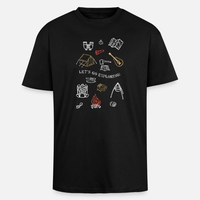 Camping Abenteuer Gliederung Design - Oversized Heavyweight Unisex T-Shirt - Schwarz