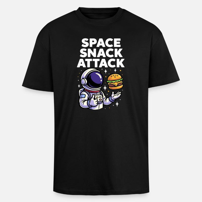 Astronaut Burger Space Snack Attack - Oversized Heavyweight Unisex T-Shirt - Schwarz