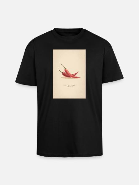 Chili Chill Motif - Unisex Oversized Heavyweight T-shirt - black
