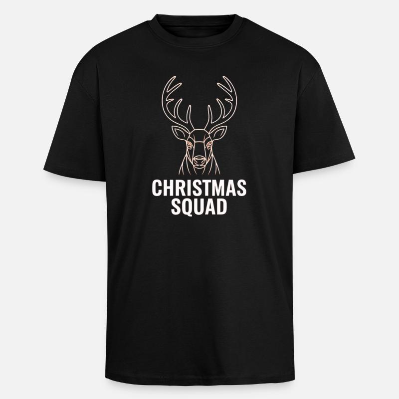 Neon Deer Squad Christmas - Unisex Oversized Heavyweight T-shirt - black